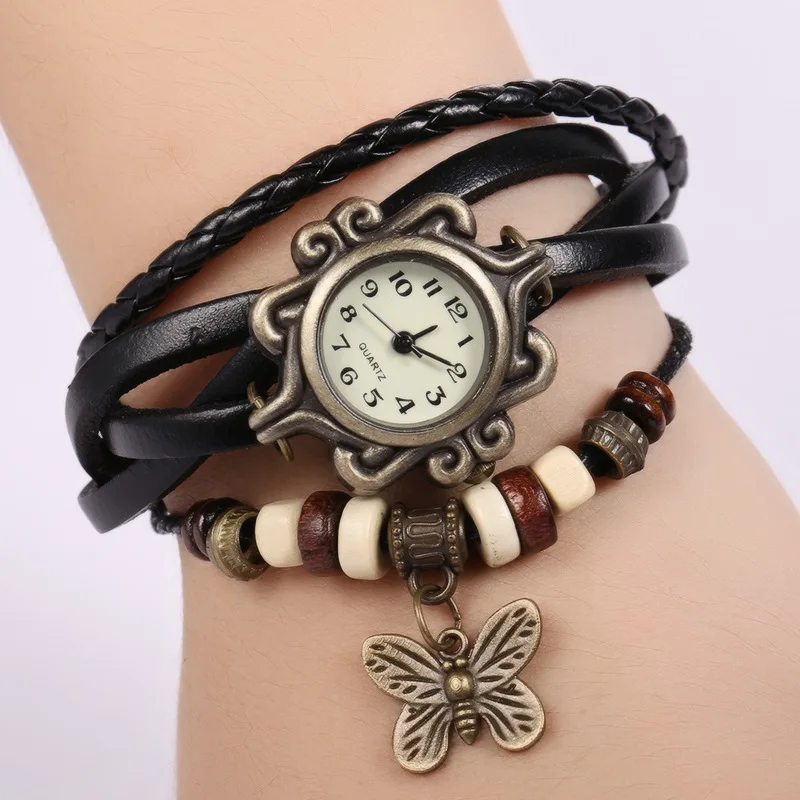 

Cheapest New design Geneva Quartz luxury lady twine Watch With butterfly pendant, White/red/purple/blue/black/brown/rose red