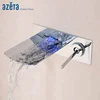 Single Handle Hot Cold Water Mixer Taps For Wash Basin Artistic Brass Color Changing LED Light Waterfall Bathroom Faucet