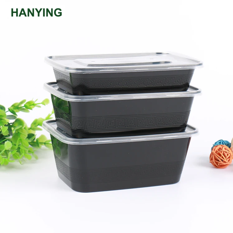 

Meal Prep Large Capacity Food Plastic Lunch Box With Lid, Transparent,black