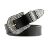Vintage Embossed Pattern Buckle Personality 27mm Genuine Leather Women Thin Waist With Alloy Buckle Belt