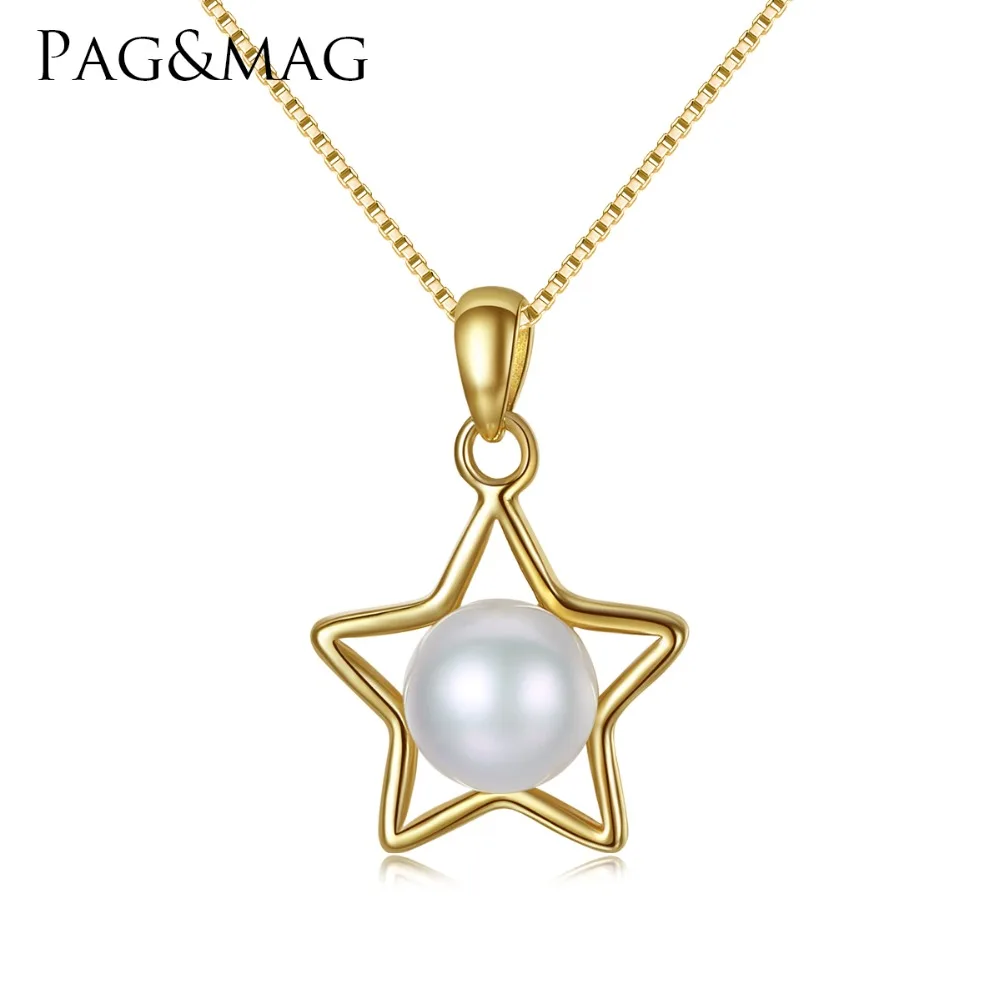 

PAG&MAG Wholesale Custom 925 Sterling Silver Jewelry Star Shape Pearl Pendant Necklace