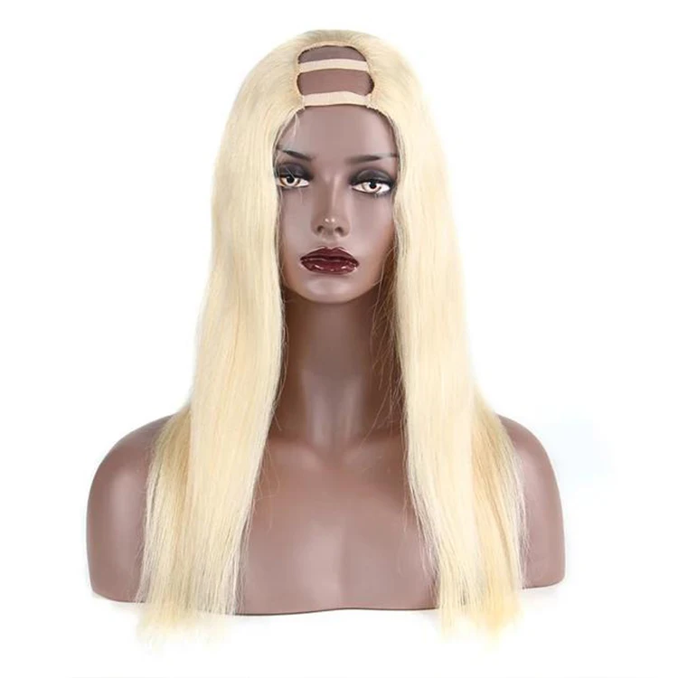 

Wholesale 613 Medium Length Straight Human Hair Wigs Glueless 10a Middle Part Lace Wig Blonde U Part Wig