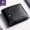 Hautton Fashion Business Male Wallets Slim 100% Real Genuine Cow Leather Men Short Wallets