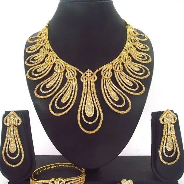 Queency African 18k Gold Jewelry Sets Women Wedding Party Trendy ...