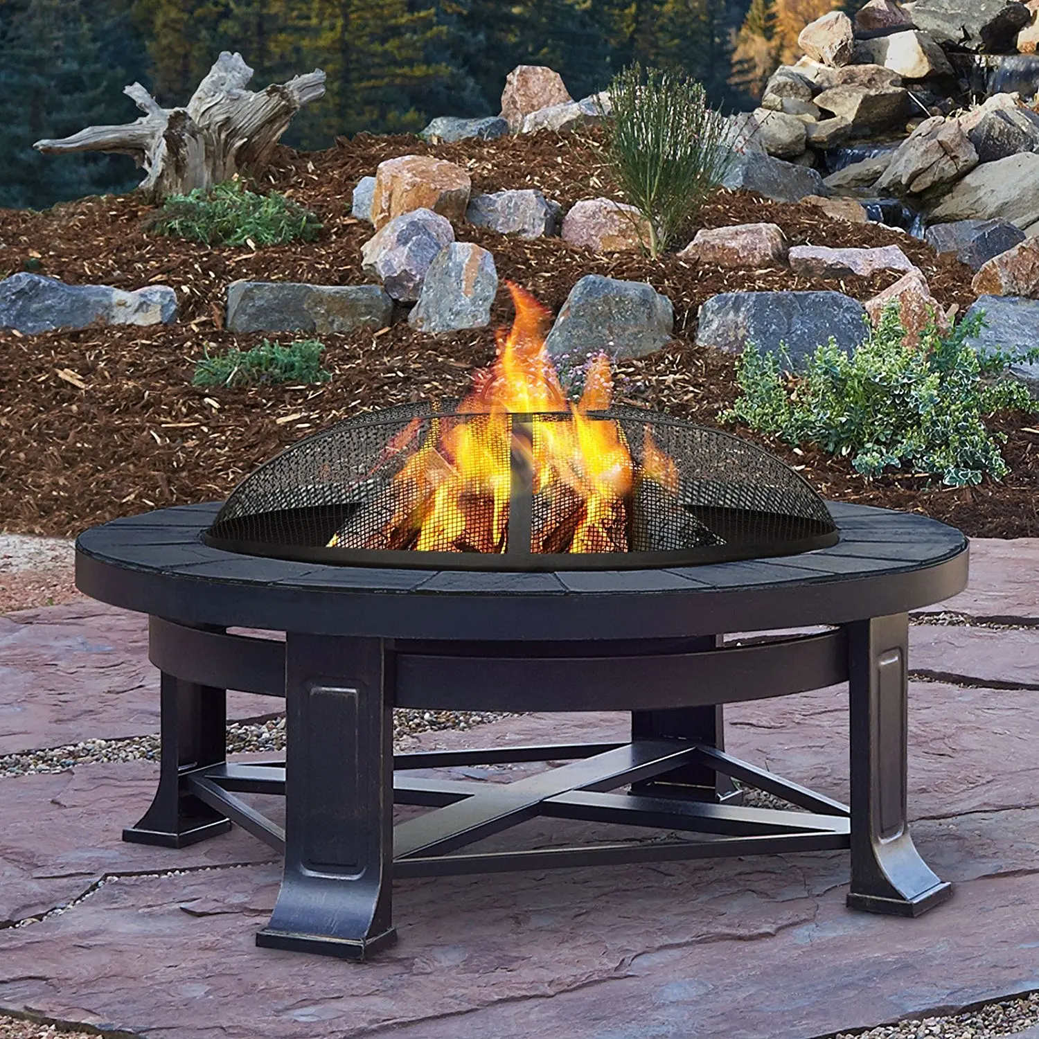 Real Flame Edwards Wood Burning Fire Pit - Gray. 