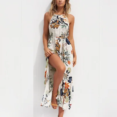 

Hot sell summer long women sexy floral print young girl beach maxi dress
