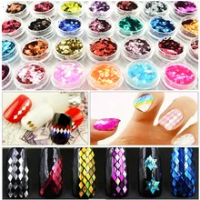 12 colors Flock for nails Diamond nail color laser powder gradient sequin sparkle glitter Powder polish acrylic shine