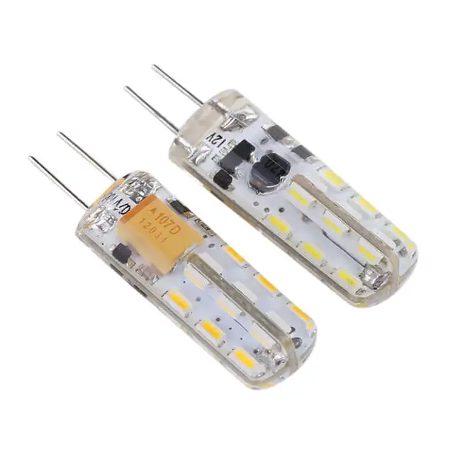 Free sample Epistar 100lm/W SMD 3014 AC DC 12V 1.5 watt bipin landscape lamp 1.5W mini Silica gel G4 led light bulb