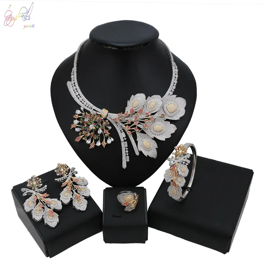 

Luxury Zircon Women Suits Jewelry Set,Popular African Flower Zircon Jewelry Set