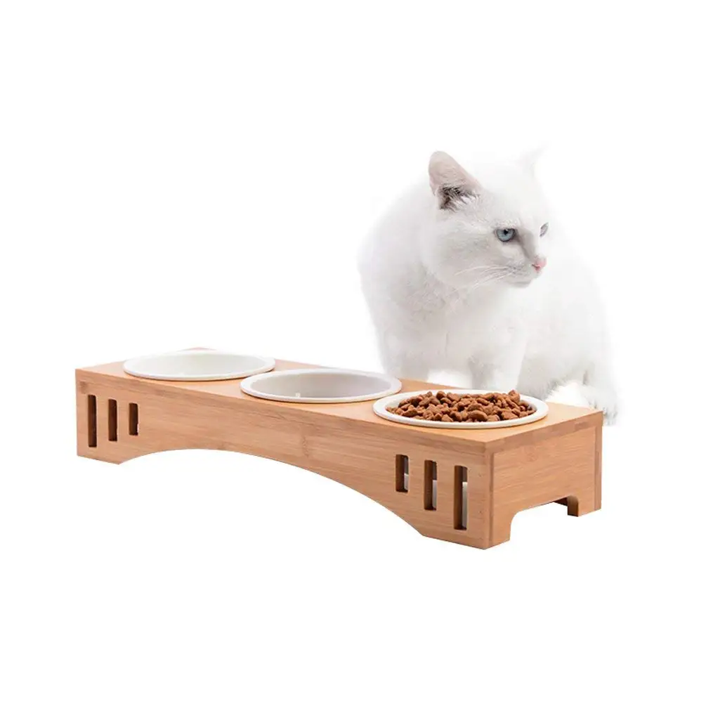 Elevated Cat Pet Bowl Raised Feeder Stand And 3 Ceramic Bowls - Buy Pet ...