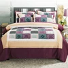 MH Striped Jacquard Style 100% Cotton 4-Pieces Handmade Patchwork Bedspread Quilt Sets