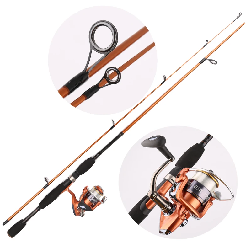 

Carbon Spin Fishing Tackle Rod Reel Combo 2 Sections 6'6",Wholesale Price, Gold