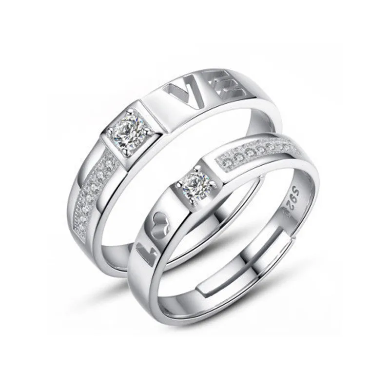 

Unique 925 Sterling Silver Because Of You rings love word rings jewelry for lovers