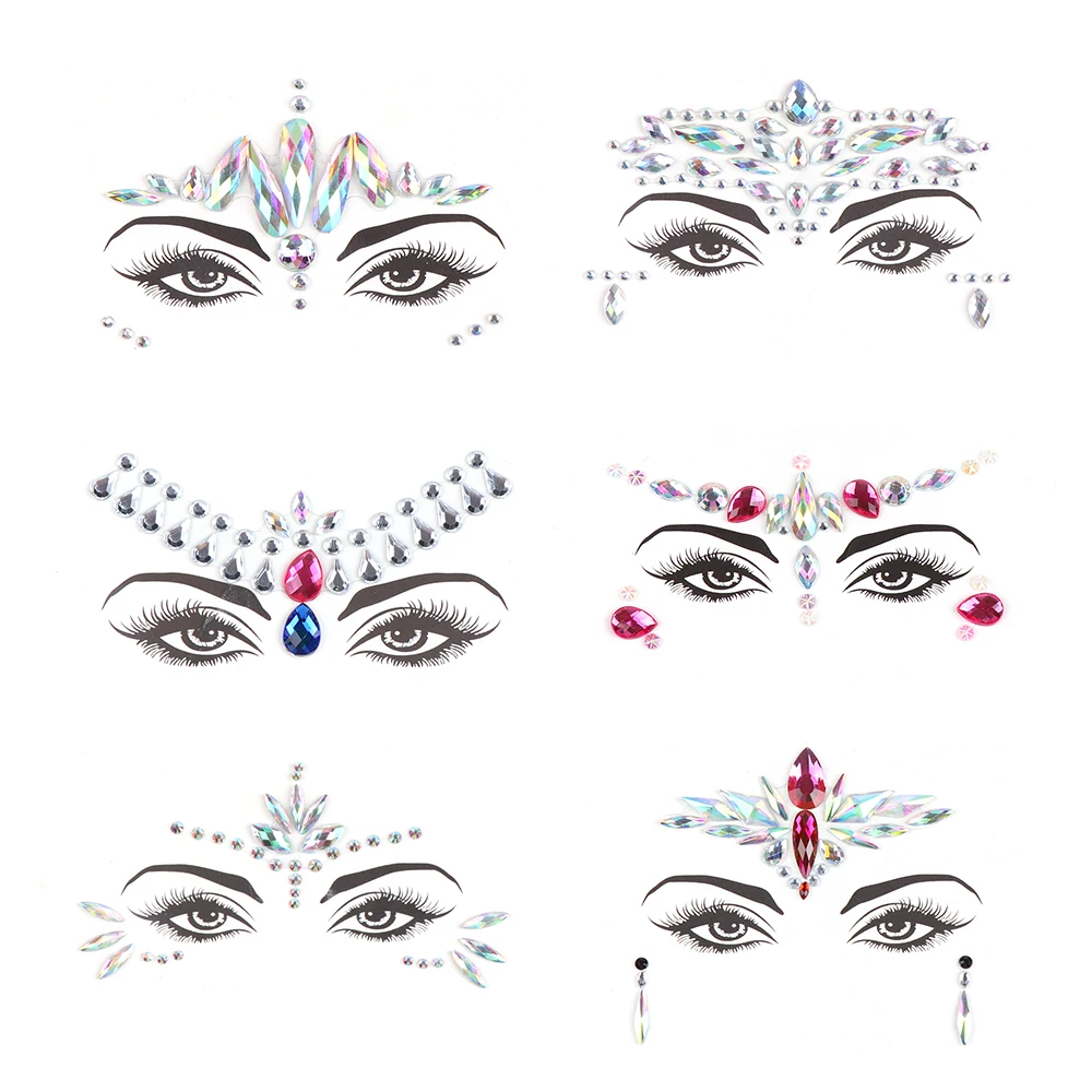 

Eco-friendly Face Crystal Sticker Rhinestone Stickers Body Gems Temporary Tattoo Sticker, In stock / customized