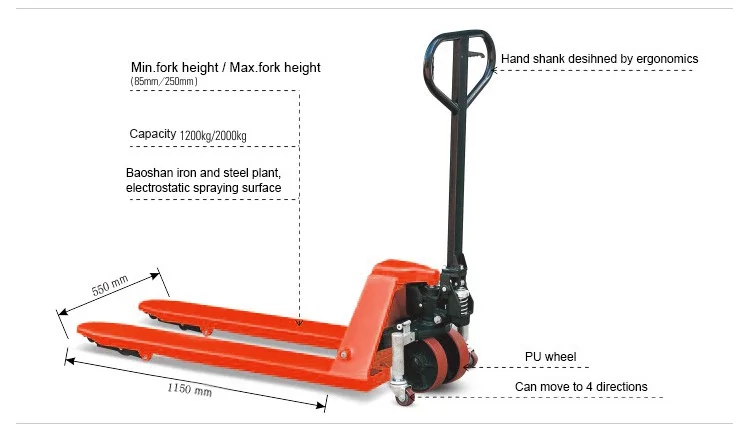 2 ton Portable Big Battery Forklift Pallet Jack Motor Powered Full Electric Pallet Truck