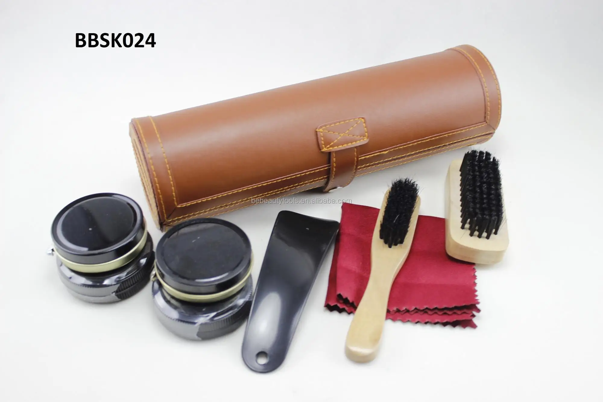 Shoe Polish Kits In Black Leather Case,Men Shoe Care Set Wholesale,Travel 7pcs Shoe Shine Kit
