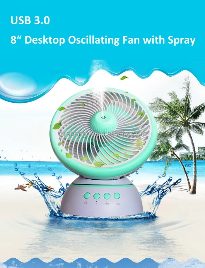 
New 8 inch Desktop Oscillating Fan with water Mist / Spray Table USB Mini Fan 