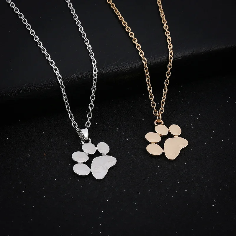 

Cute Animal Dog Paw Pendant Necklace, Gold/silver