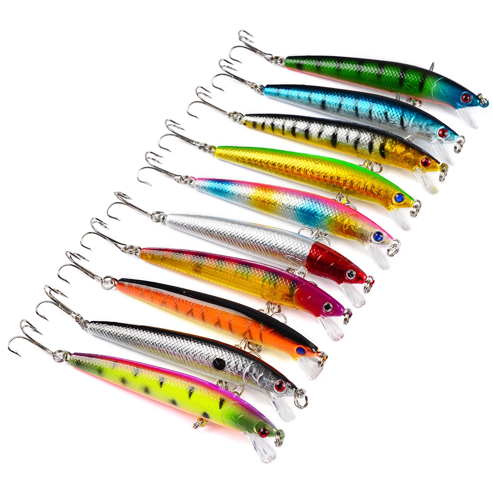 

Fulljion 8.5g 9.5cm Wobblers Minnow Plastic Hard Fly Pesca Fishing Lures, 10 color as showed