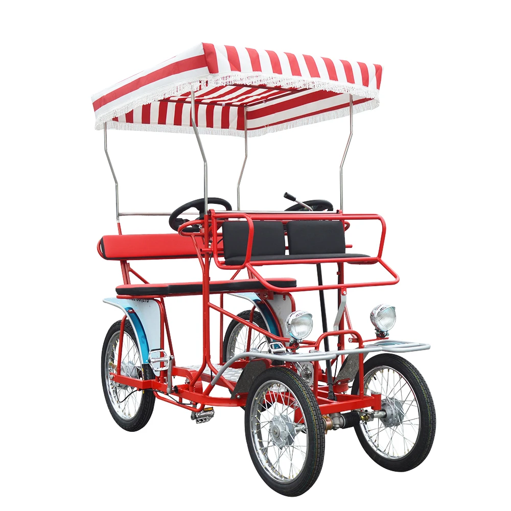 To Buy Family 2 Person Surrey Fahrrad Four Wheel Beach Tandem Quadricycle Bike with Free Duty