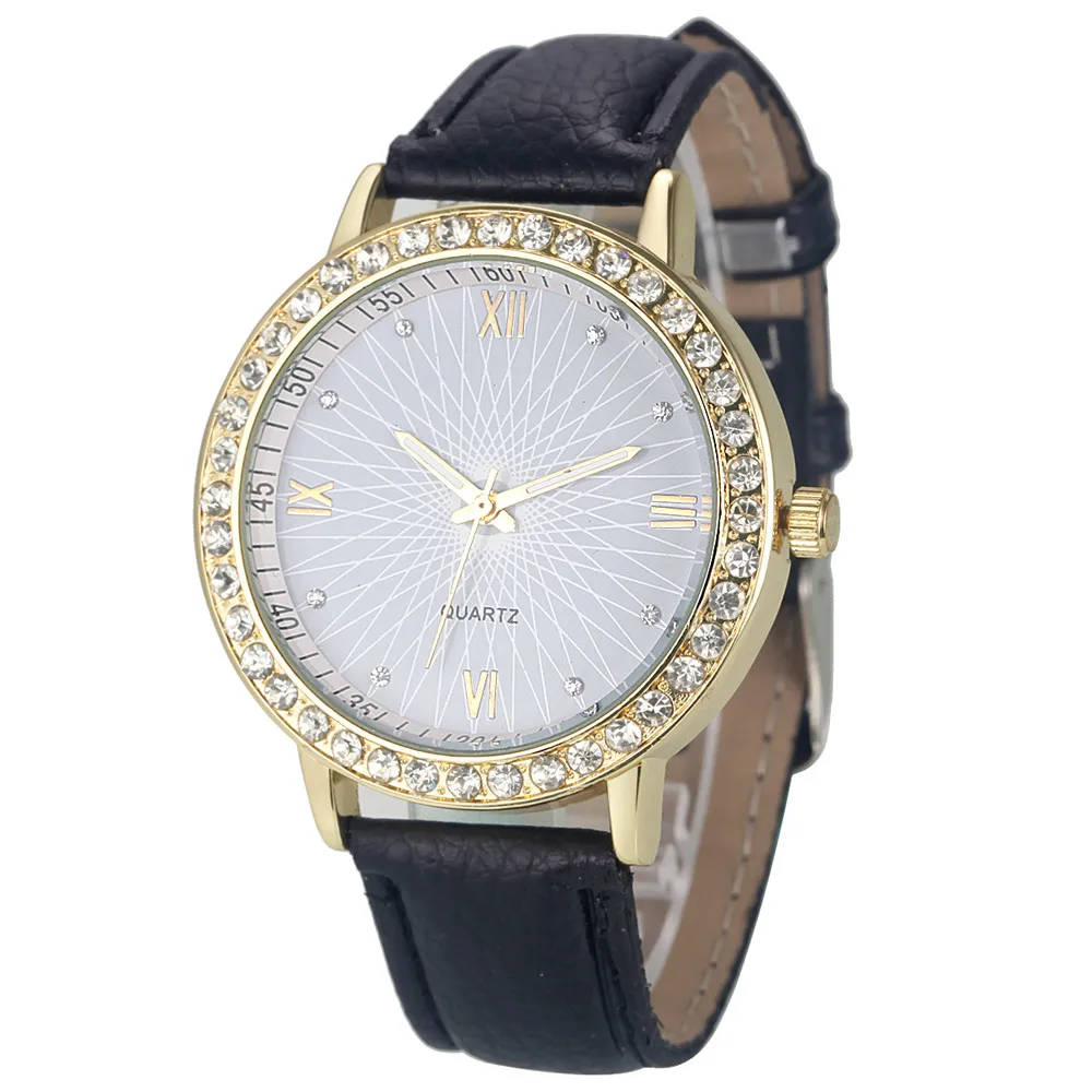 

Casual Relogio Female Analog Leather Quartz Wrist Watch Dress Watch Women Fashion Crystal Diamond Watches Montre Homme