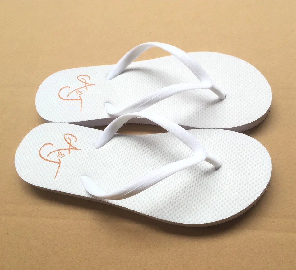 

white bridal party flip flops for wedding, Customized