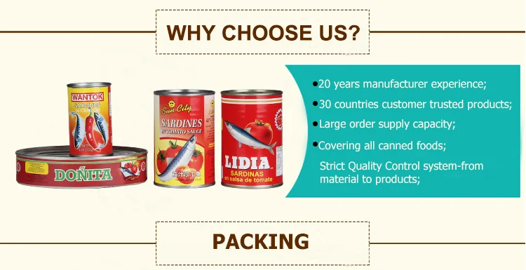 Products of fish canning industry, canned sardine in tomato sauce 155g 425g/New season canned sardines in vegetable oil 155g