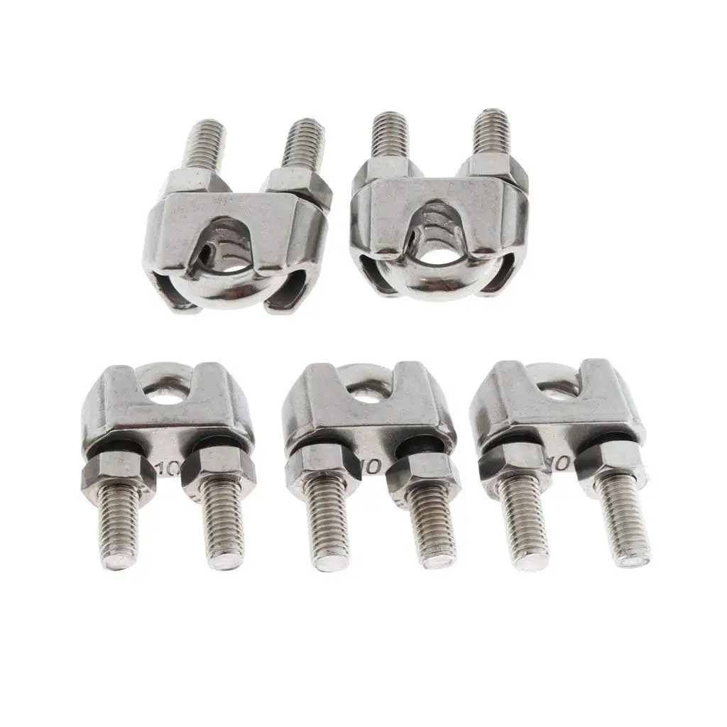 Wire Rope Clip 10mm 3//8 Inch 304 Stainless Steel Saddle Clamp Cable Wire Rope Clip Fastener 5pcs