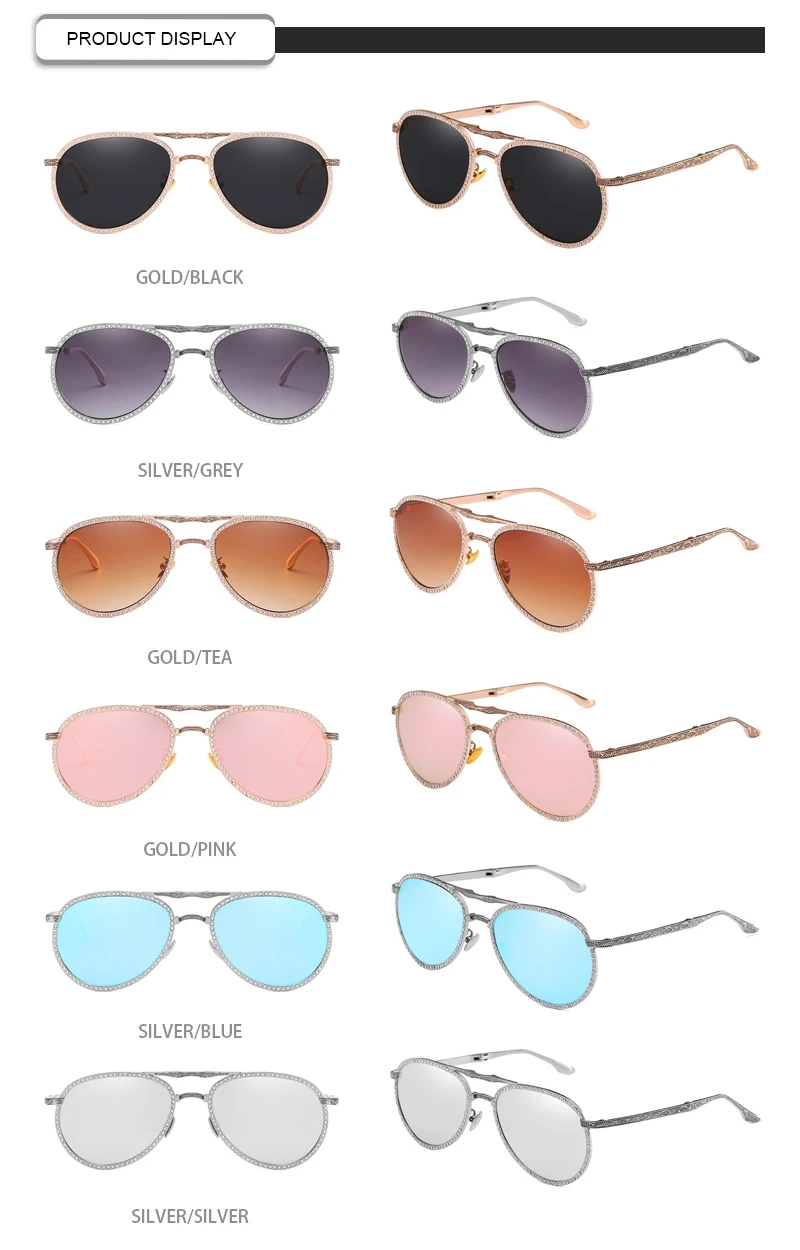 Luxury Full Rhinestone Frog Pilot Women Foldable Designer Sunglasses