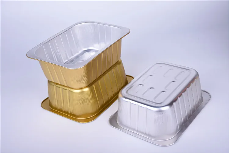 Keyohome 10PCS Aluminium Foil Baking Trays with Lids 3500ML Gold