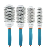

Masterlee Brand Blue Anti-static Silicone Handle Round Rolling Tangle Hair Brush Barber Fluffy Ceramic Hairstyling Comb