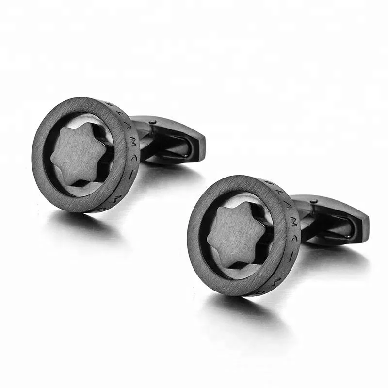 

Personalized Engraving Letter Black Plate Star Cufflinks