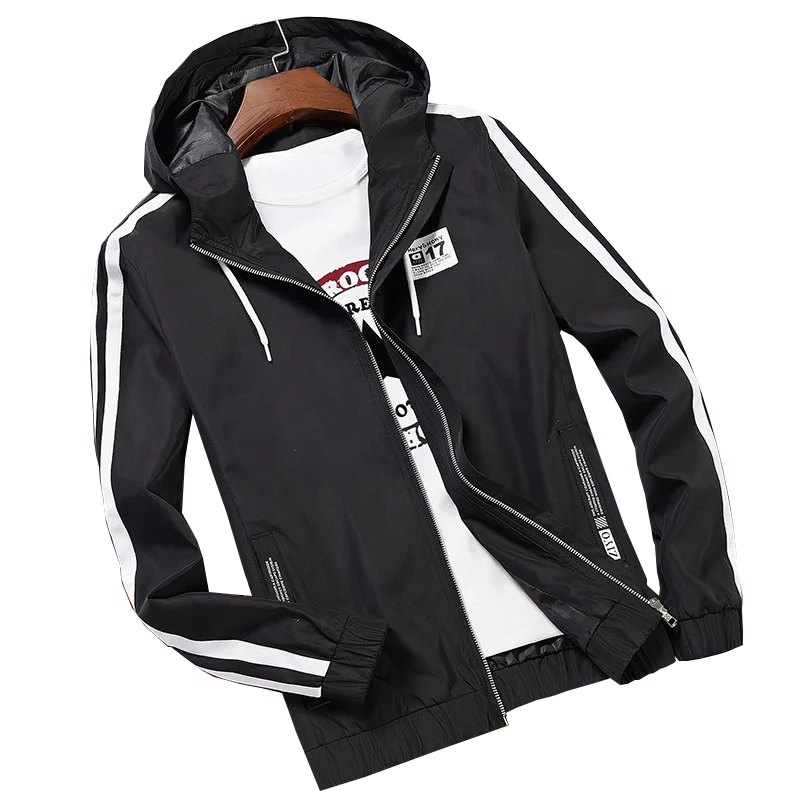 

In-Stock Winter Cycling Jacket 4XL Hooded Parka Outwear Mens Windbreaker, Black;white