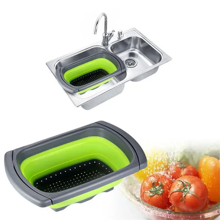 

Collapsible Silicone Colander Sink Strainer, Green ,red or according to your request