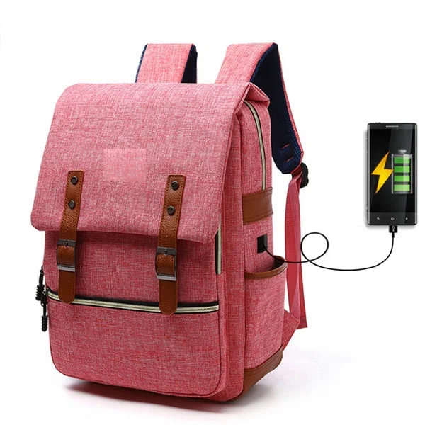 

JUNYUAN USB Charging Port Backpack Notebook School College Laptop USB Backpack, Black,gray,blue,red