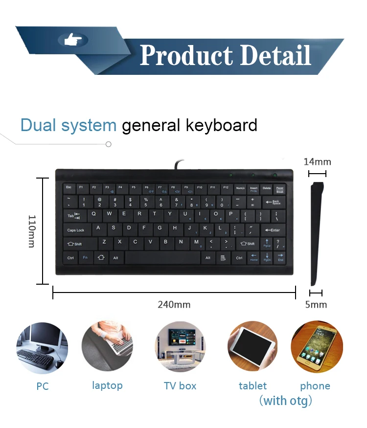 9 inch portable wired tablet mini keyboard for windows/Android/ios systems