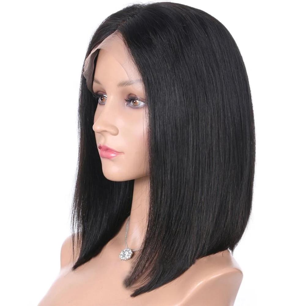 

Short Lace Front Human Hair Wigs Bob cut human hair wig Thick For Black Women Natural Color INDIAN Remy Hair