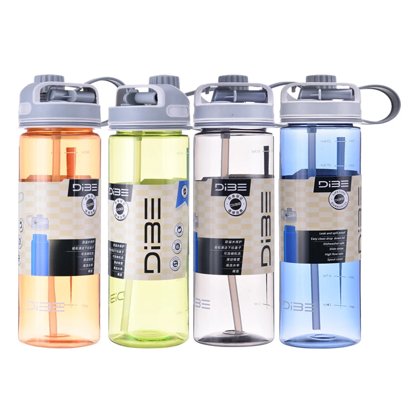 

2019 new arrivals Custom Logo PC/Tritan Eco friendly Sport Water Bottle 500ml/600ml Plastic Drinking Bottle with straw, Any color available