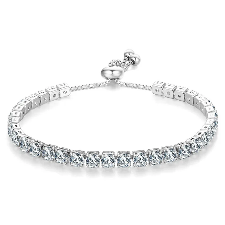 

Fashion Luxury Full Diamond Round Cut Shiny AAA CZ Stone Bracelet Zirconia Crystal Adjustable Bracelet, Picture