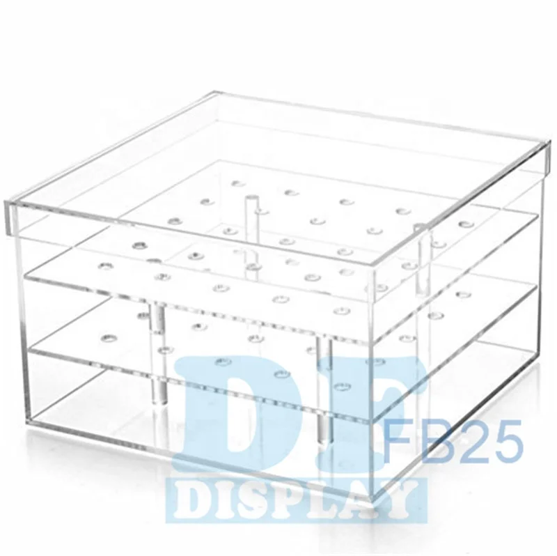 

FB25 Acrylic flower vases LUCITE Wedding ROSE Gift Box Pot Makeup Organizer (25 holes) display rack, Clear or customized color