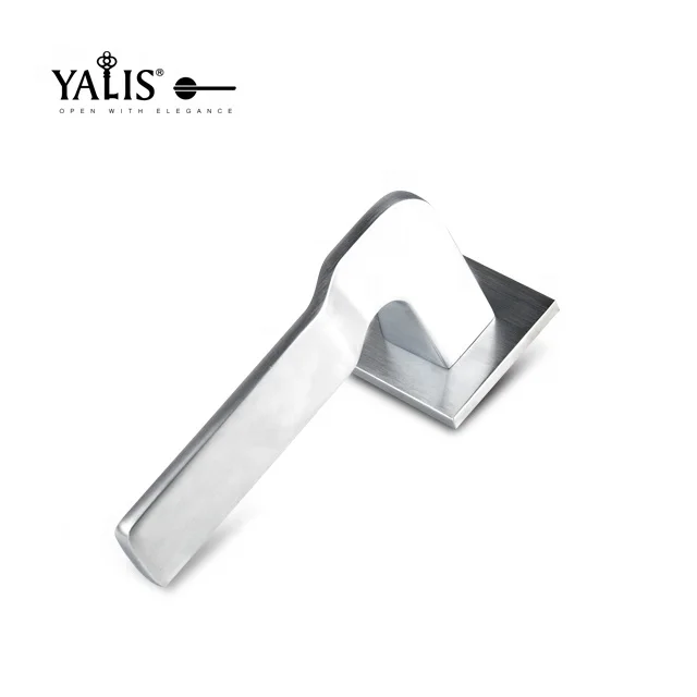 
modern lever handle on square rose for wooden door in zinc alloy metal with lock 