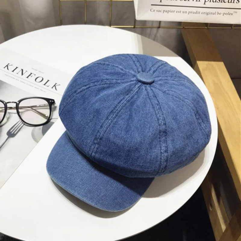 Wholesale Distressed Denim Newsboy Caps Cabbie Paperboy Washed Jean