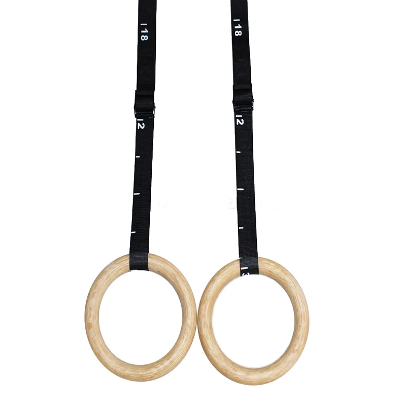 Adjustable Gymnastic Rings Workout Exercise Fitness Wood Gymnastic