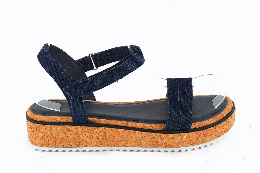 denim cork wedge sandals