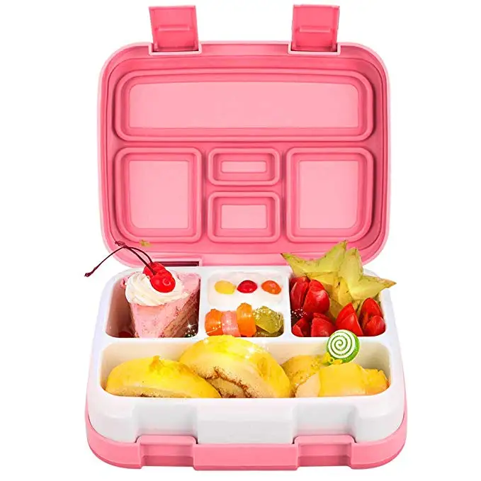 

5-Compartment Durable BPA-Free Lunch Box for Kids Bento Box, Blue pink