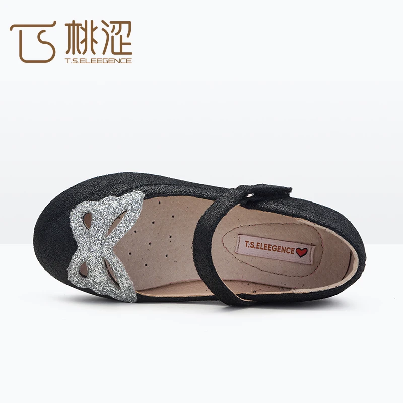 

Wholesale Stock Cheap Shop Shoes Online Metallic Cow Leather Glitter Girls Flat Slip On Ballerina Princess Shoes, Pewter/black/gold