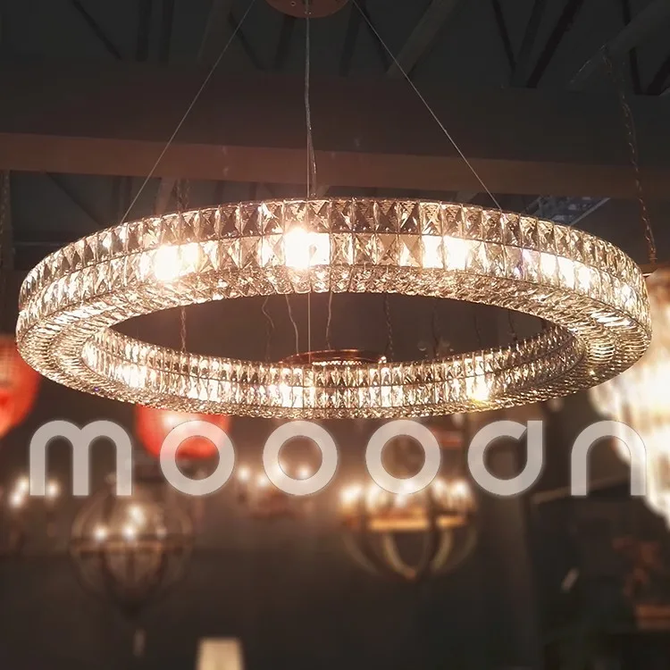Modern European Luxury Large Round Ring Crystal Chandelier lighting for decorative