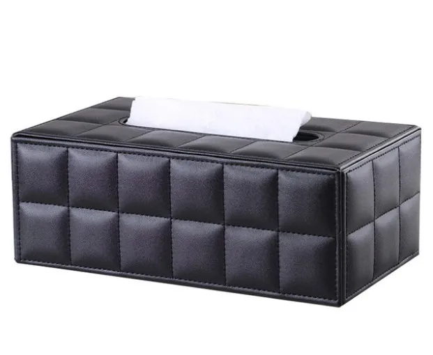 

Home Tableware Black Rectangle Leather Tissue Box Hotel