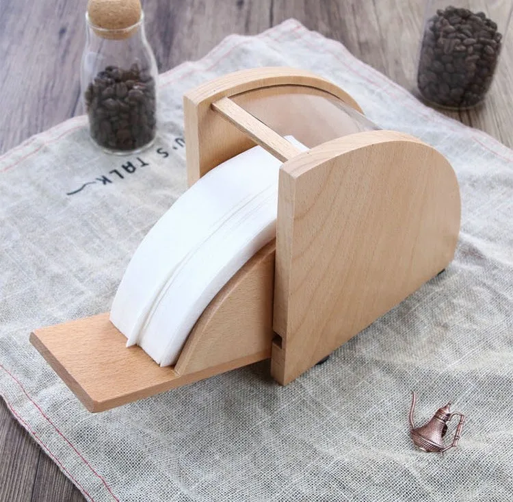 Wooden Bamboo Coffee Filter Paper Holder With Acrylic Lid Filter Paper