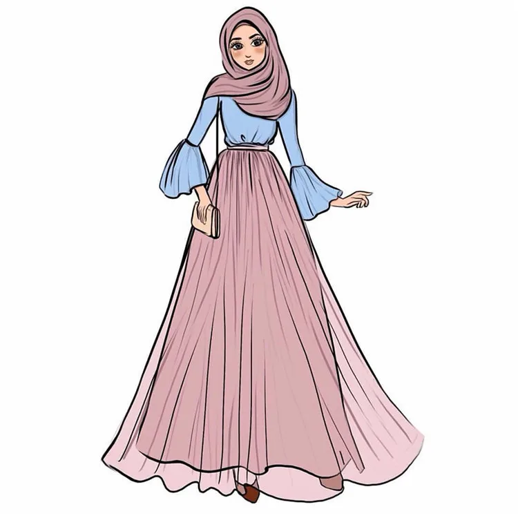 

2019 Hot Sale Pleated chiffon 9Colors Muslim Skirts Long Skirts for Young Women